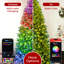 7.5FT Smart Pre-lit Green Pencil Christmas Tree with Programmable RGB Fairy Lights Multi-color Changing DIY App-controlled