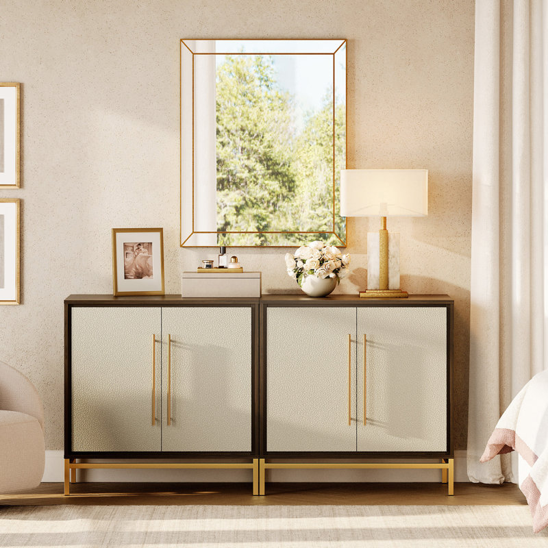  Commode avec porte en cuir