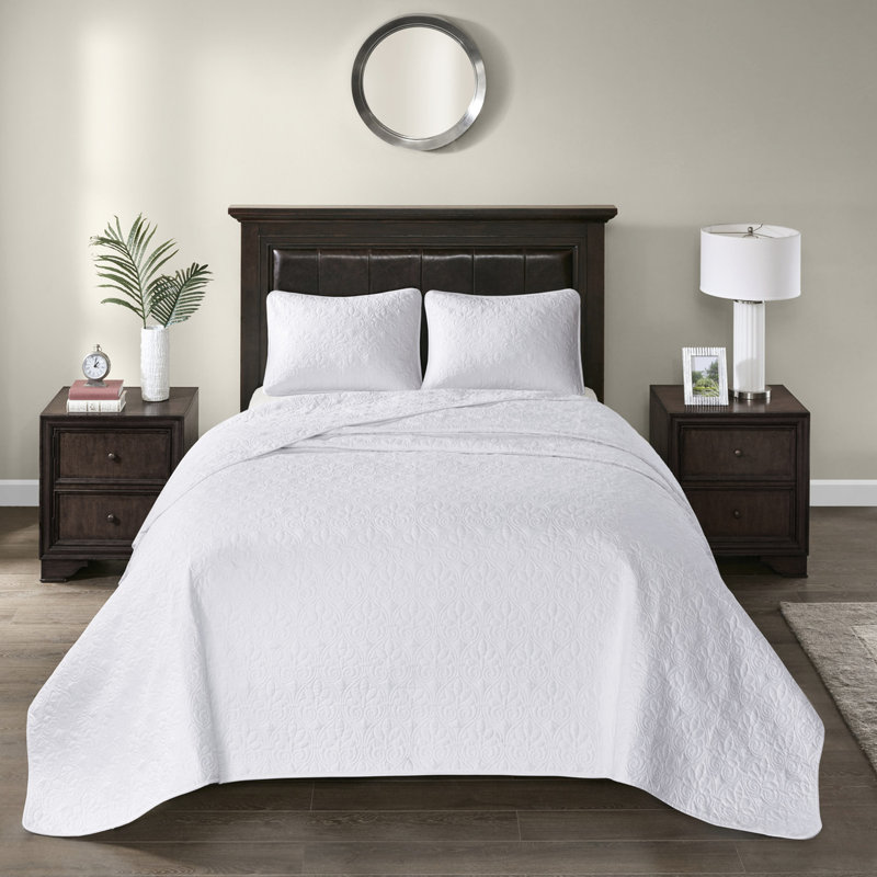 Couvre-lit réversible simple - blanc, intérieur en coton confortable, design attrayant, s'adapte bien aux matelas, confort prélavé facile à nettoyer, motif ajoutant du style, facilement lavable
