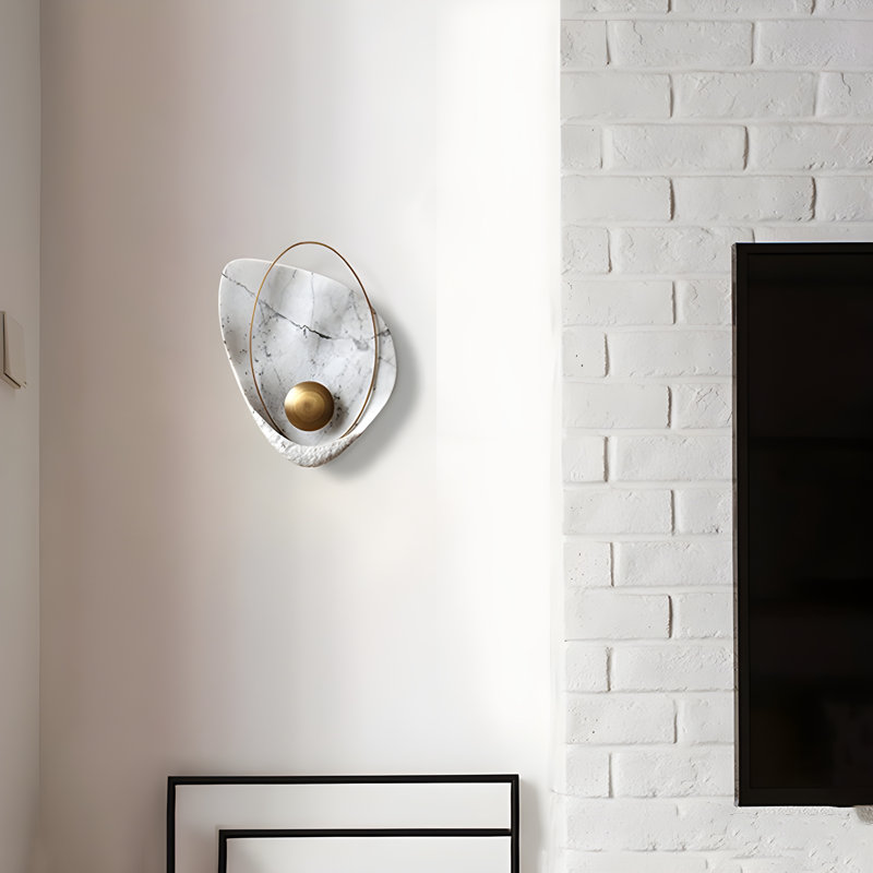 Odessa - Marble Shell Pearl Wall Light – LED White Marble Wall Art Sconce