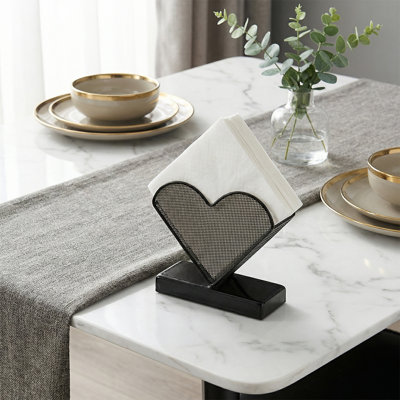 Freestanding Black Heart Metal Napkin Holder