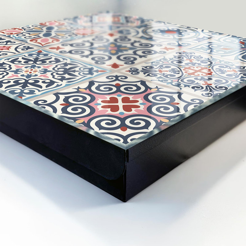 Key cabinet for home, Opens to the left, 30x30x5, White, Colorful mosaic patterns rich in detail, 