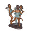 Statue de bronze en cuivre pour filles 3 dansant autour de l'eau pour décor de jardin extérieur, 35 po x 24 po x H 38 po