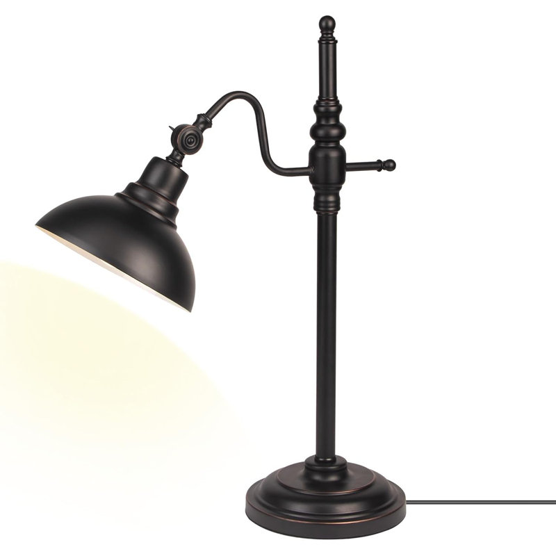Lampe de bureau industrielle, lampe de bureau de style campagnard noir, lampes de table modernes rustiques réglables, lampes de bureau rétro en métal E26 pour dortoir de salon de bureau (ampoule non incluse)