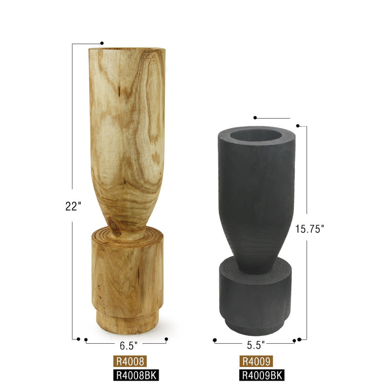 Cemiyah Wood Floor Vase, Natural, 15.75" H x 5.5" W x 5.5" D