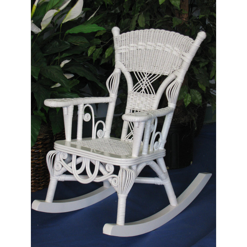 Chaise berçante en osier pour enfant Deas, Blanc