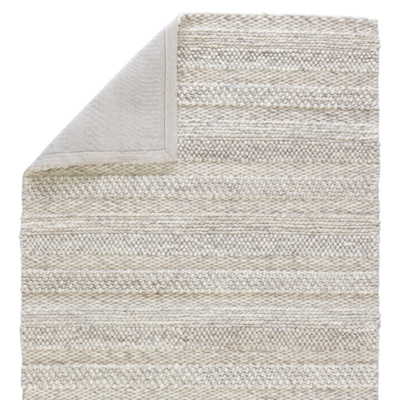 Scandinavia Dula Wool Area Rug in Ivory/Light Gray, Rectangle 2' x 3'