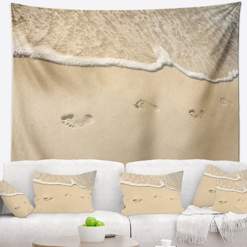 Tapisserie paysage marin dans le sable sur la plage, H 50 po x l 60 po