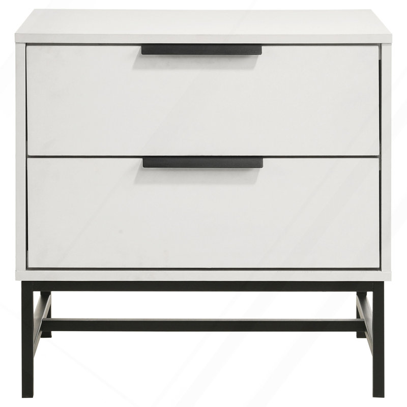 Yountville White 2-Drawer Nightstand Bedside Table