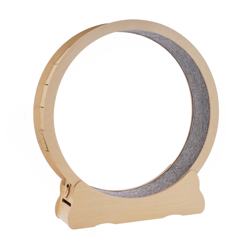 Roue d'exercice en bois pour chat 52 po avec grand tapis roulant pour chats d'intérieur