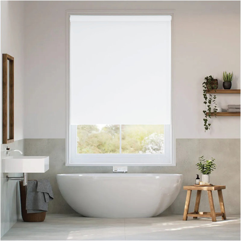 ndoor Blackout Roller Shade for Windows, Trimmable Custom Fit Window Blind with Light Blocking & Privacy, White