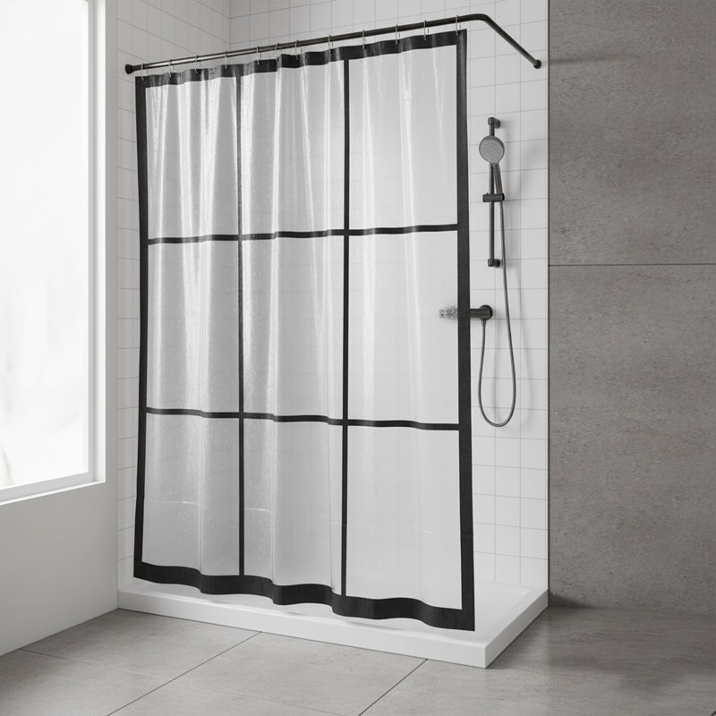 Geometric Transparent Peva Shower Curtain