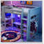 Wood Gaming Loft Bed With Desk, Multi-Storage Shelves, LED And A Hanging Clothes Rack-1647282988