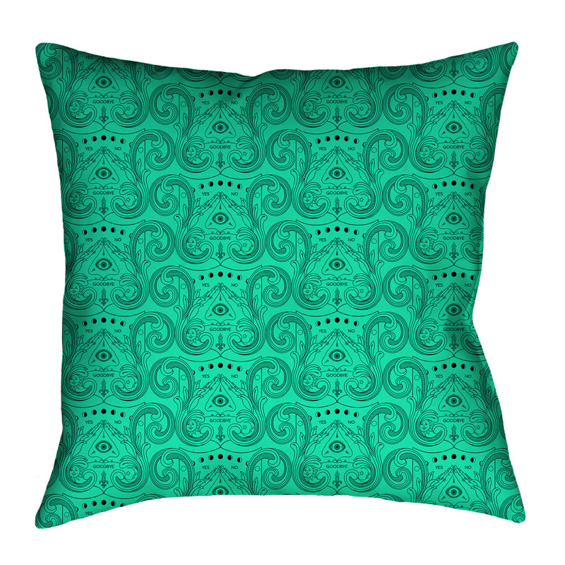 Coussin Katelyn Elizabeth, 14 po x 14 po, Vert jade, Sergé de coton