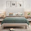Structure de lit tapissier pour grand lit, tissu chenille beige-61596111-61596107