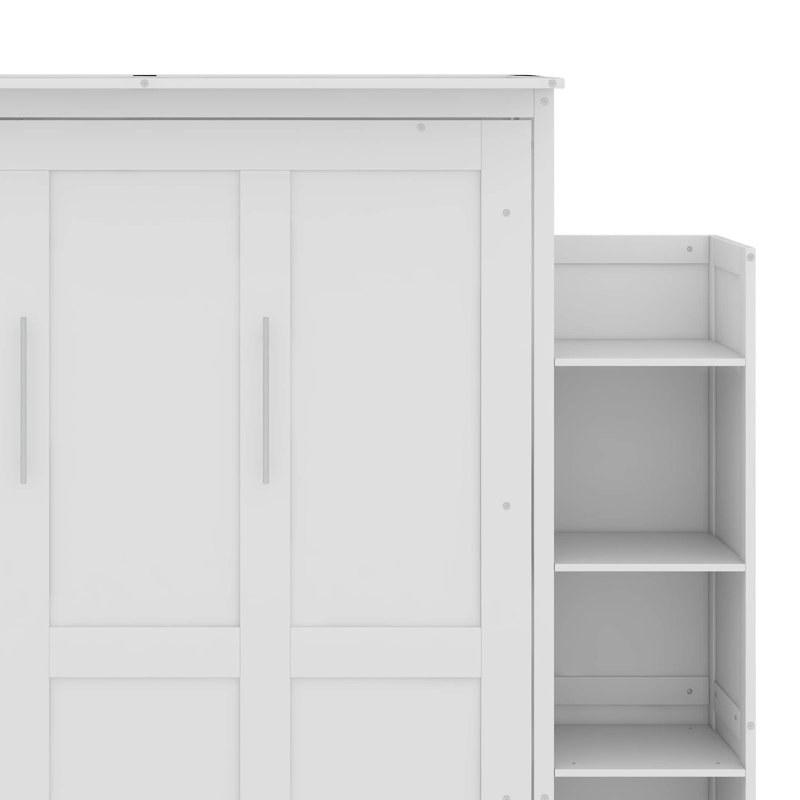 Lit escamotable double avec tablettes et DEL, Blanc