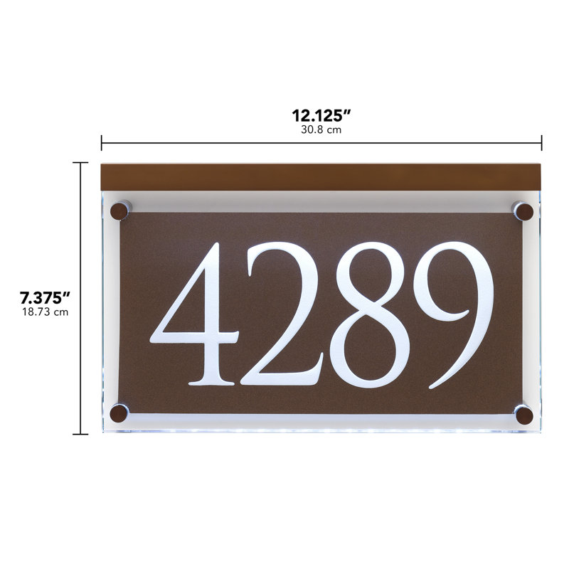Metallic Crystal LED Lighted Trajan Engraved 1-Line Address Sign, Dark Bronze, Yes
