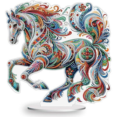 Isabelle 5D DIY Mosaic Colourful Diamond Painting Kit Crystal Rhinestone Acrylic Table Top Decoration (Horse)
