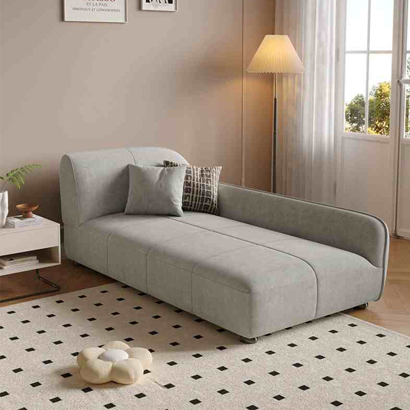 Méridienne moderne et simple en bois massif, Accoudoir à gauche (vu de face), Gris clair
