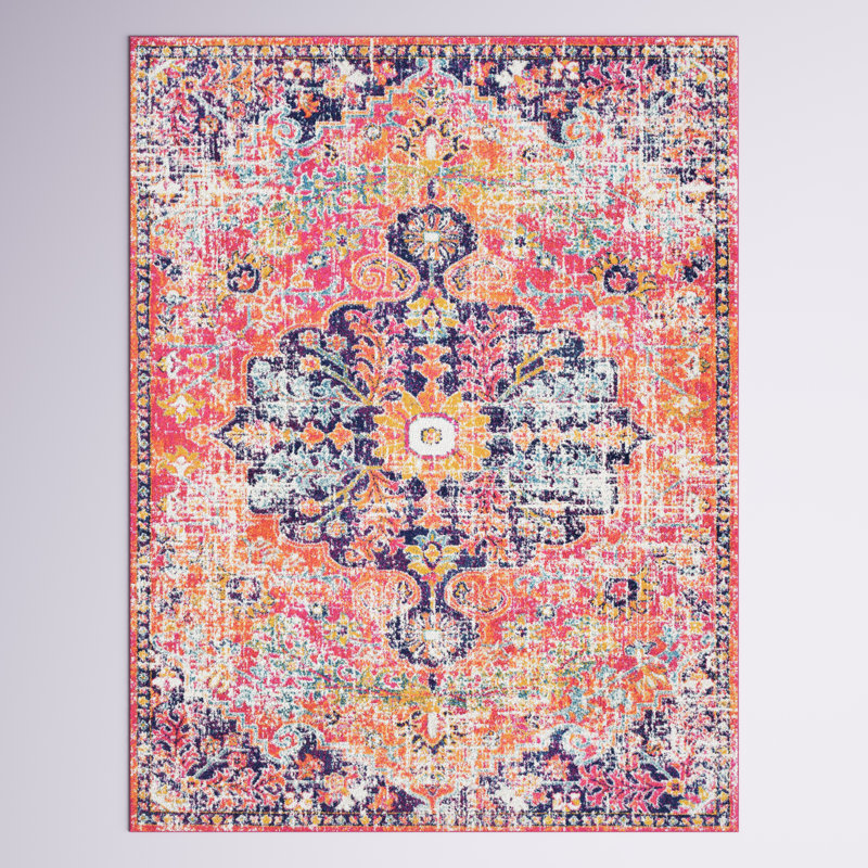 Hillsby Oriental Indoor Rug, Rectangle 5'3" x 7'3", Orange/Dark Blue