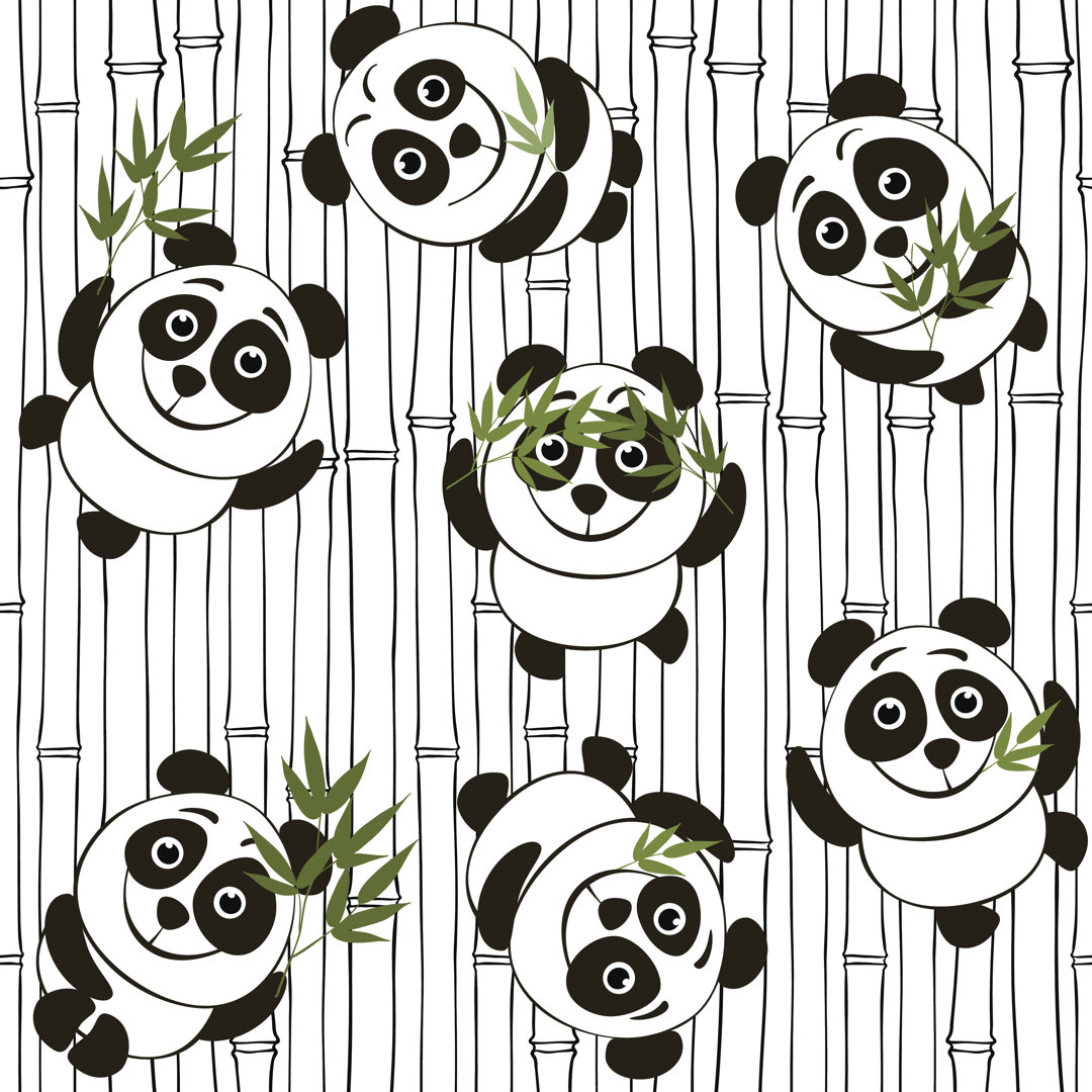 Smethport Seamless Pattern With Pandas by Aqua_marinka - Leinwandbild