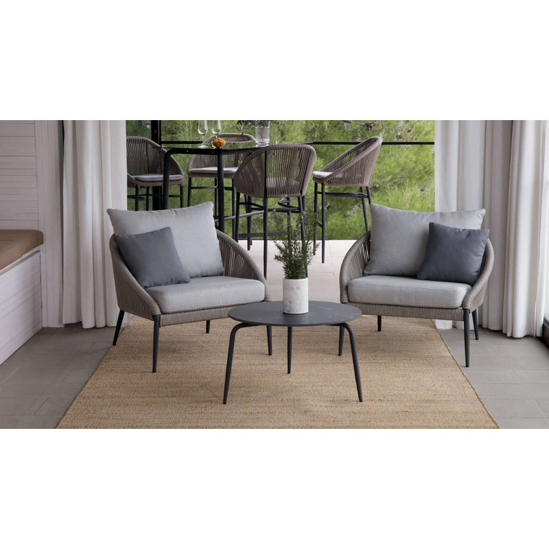 Rodona Outdoor 5 - Piece Conversation Set, Canvas Aruba Sunbrella® Canvas