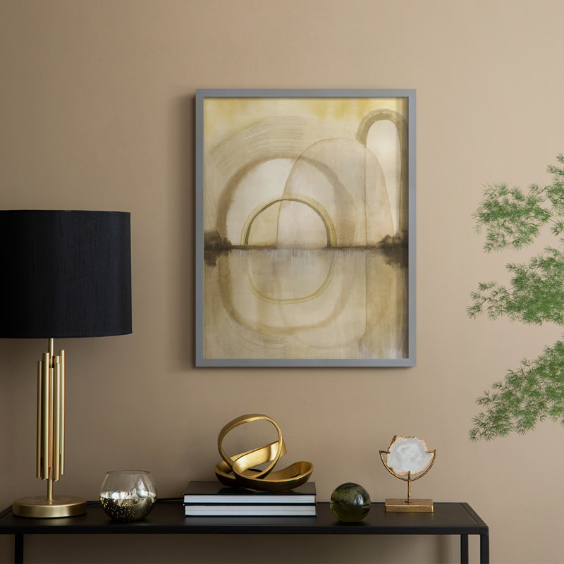 «Soft Golden Reflections I», reproduction encadrée - bois massif, Gris, H 30 po x l 24 po