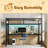 Metal Twin XL Size Loft Bed With Power Outlet And LED Lighted, Space-Saving, Noise Reduced-94154394