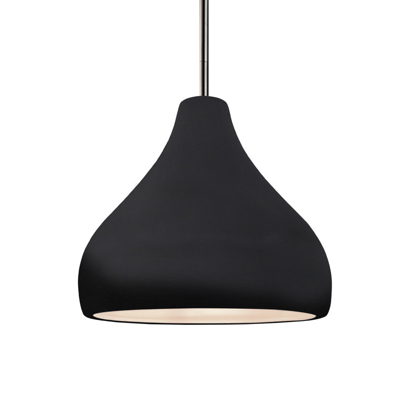 Luminaire suspendu à 1 lumière Meydan, DEL (intégrée), H 7,25 po x l 8 po x P 8 po, Noir brillant / blanc mat / noir mat
