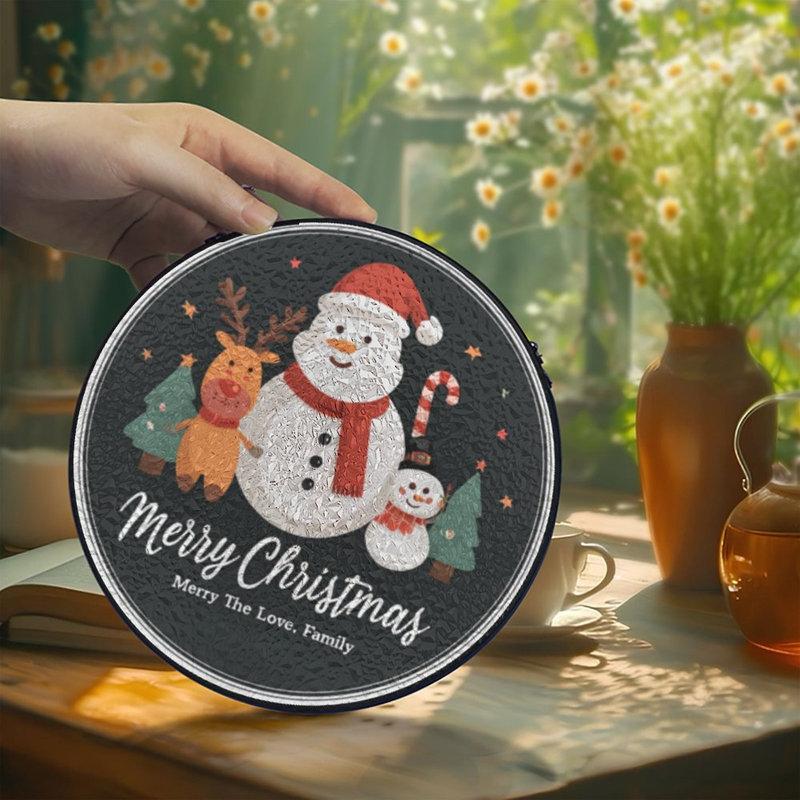 Merry Christmas Snowman Reindeer, 3,5 x 3,5 po (9 x 9 cm)