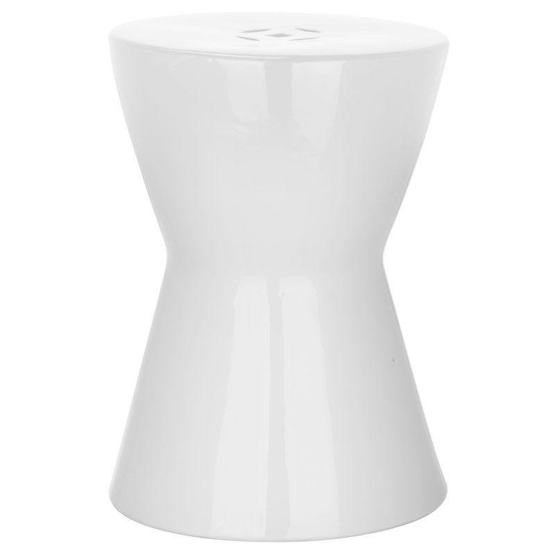 Almeric Ceramic Accent Stool, White
