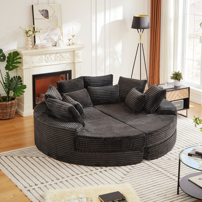 Canapé Boneless d'intérieur avec cinq coussins décoratifs, Noir