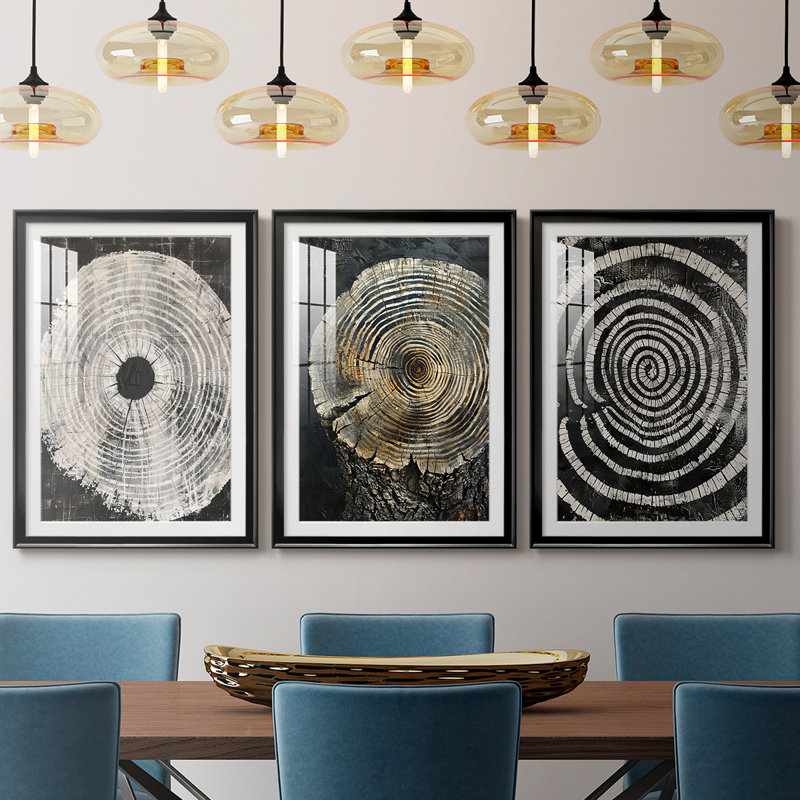 ABSTRACT Series CLVII - Impression encadrée sur mesure de qualité supérieure - 3 pièces, H 39 po x l 81 po