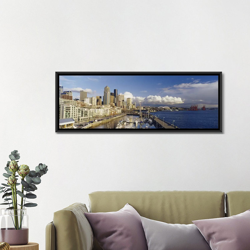 «Seattle, Washington State», reproduction de photo sur toile, H 12 po x l 36 po x P 1,5 po, Cadre noir