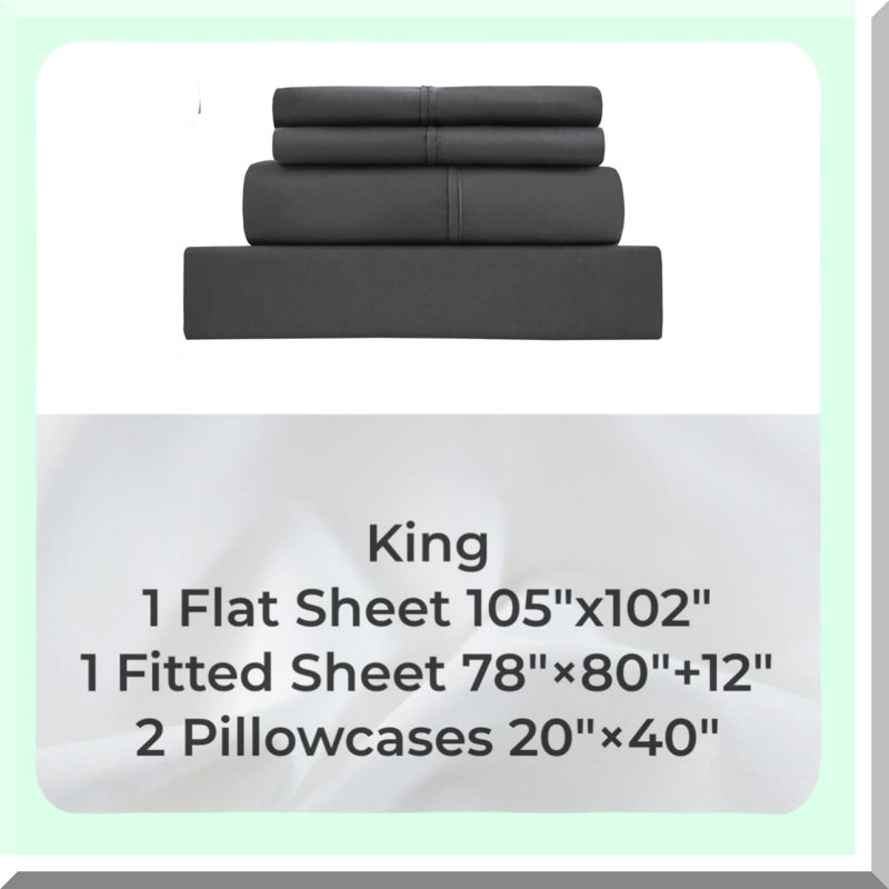 Luxury Soft Brushed Microfiber Bed Sheet Set - 4 Piece Bedding Sheets & Pillowcases - Fade Resistant & Easy Care - Gray Dream Set