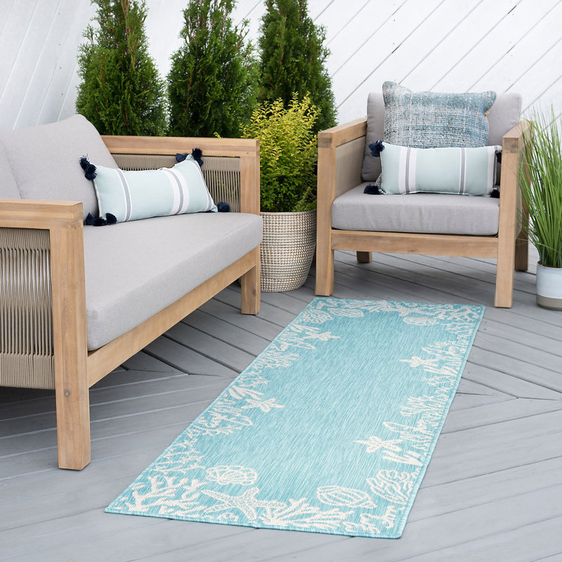 Tapis turquoise à imprimé animal Zendaya, Tapis de couloir 2 pi 3 po x 7 pi 3 po