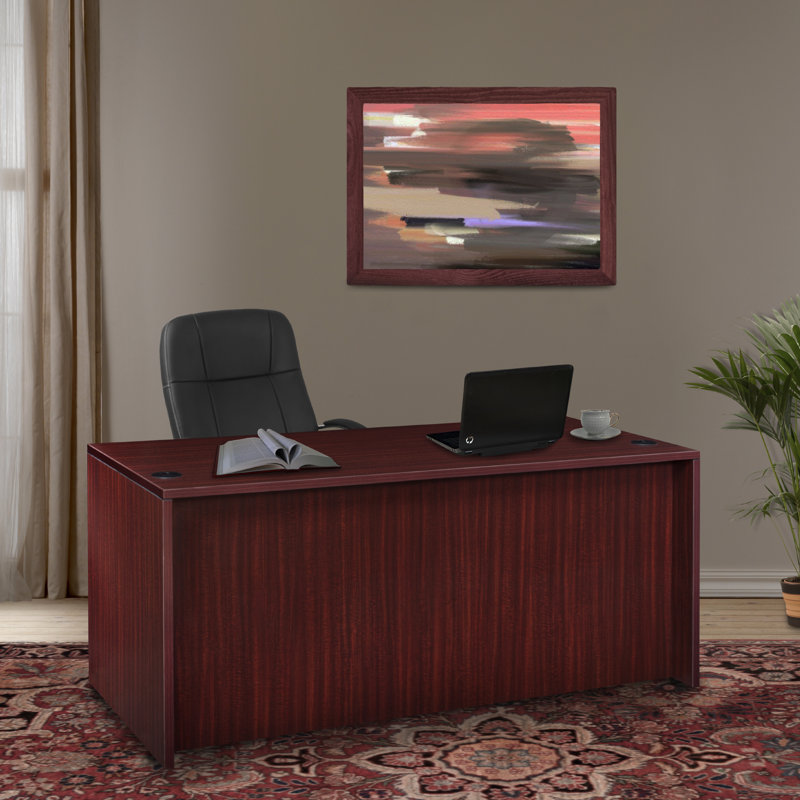 Bureau Nevjana avec tiroir à double caisson, Acajou, H 29 po x l 60 po x P 30 po