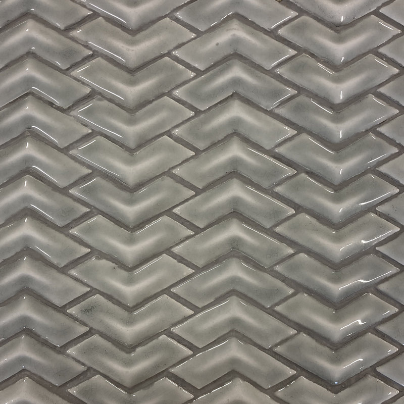 Palermo 1" x 3.5" Beveled Porcelain Heringbone Mosaic Wall Tile, Grigio