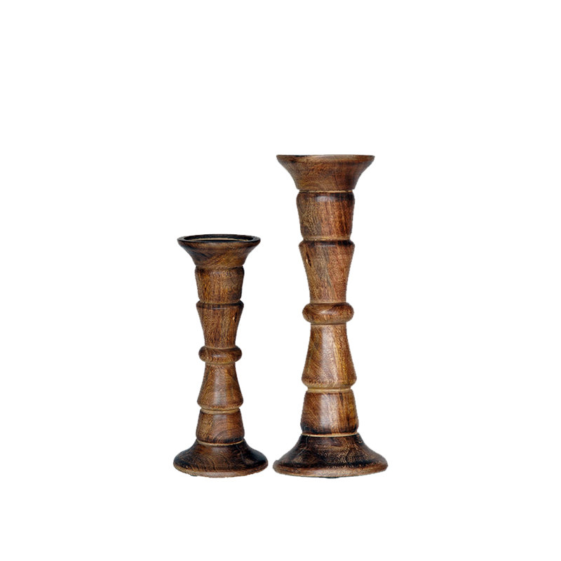9'' H Wood Tabletop Candlestick