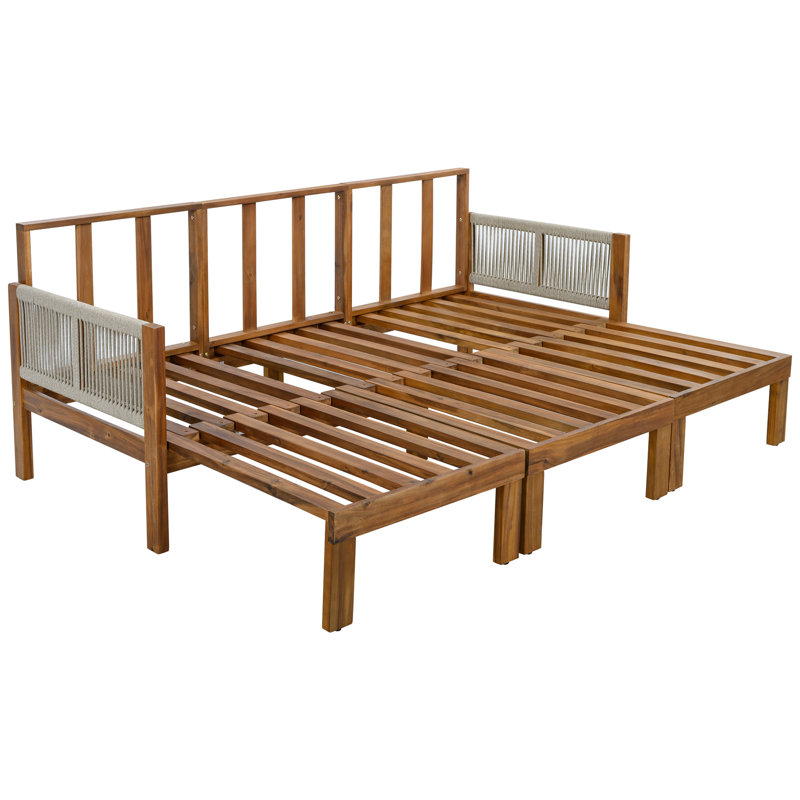 73.2" Outdoor Patio Sofa, Convertible Daybed with Cushions, Beige