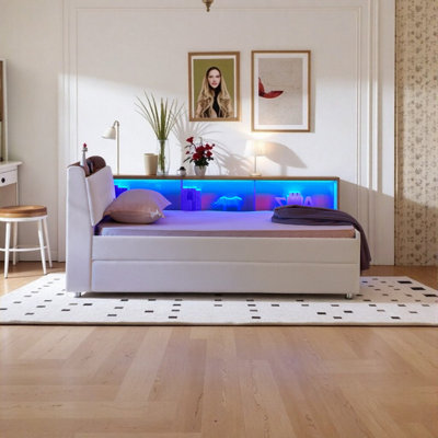 Twin Size Smart Daybed with Trundle, LED Lighting & Wireless Charging Storage Bed by Ivy Bronx