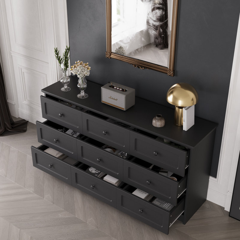9  Drawer Dressers, Black