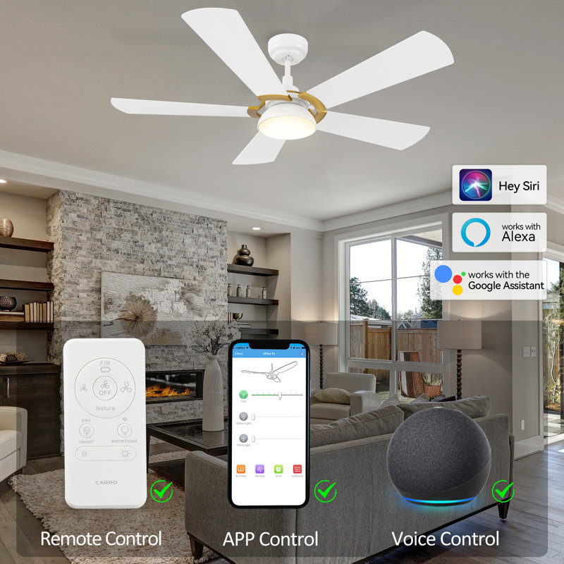 Amonnie 52'' Ceiling Fan with LED Lights, White