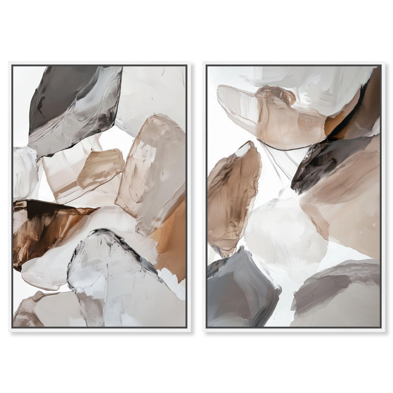 Ensemble de décorations murales abstraites « Sedimentary Hues » sur toile imprimée par Art Remedy, cadre noir, 10 x 15