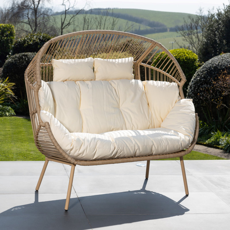 Cocona 2 Seat Standing Egg Chair, Cream, Beige
