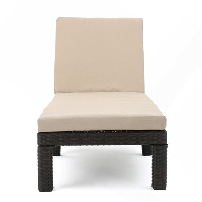 Kd Chaise Lounge, Dark Brown Frame With Beige Cushion