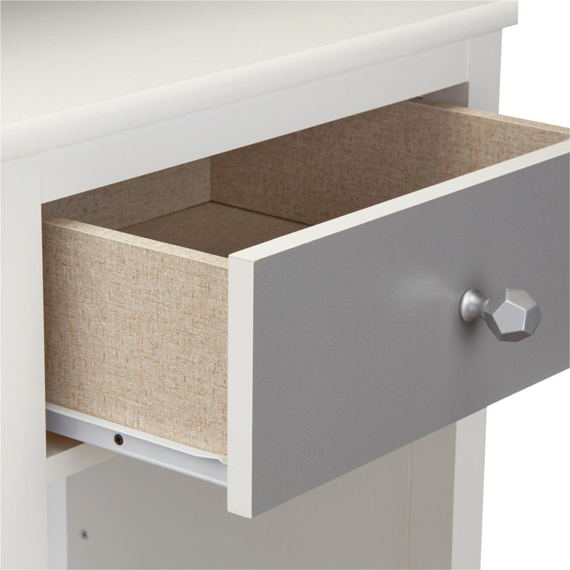 Oriane 50 cm W Bedside Table, White/Grey