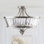 Plafonnier semi-encastré 20 po - 4 lumières en nickel satiné moderne en métal et cristal pour salon / chambre à coucher-1018939655