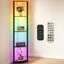 5-Tier Floor Lamp with Shelves, Black Modern Standing Lamp, Dimmable Brightness with Remote Control, Multi-Layer Corner Display Shelf for Living Room Bedroom Office