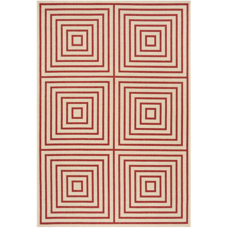 Tapis d'intérieur / extérieur géométrique Kelli Beach House, Rectangle 2 pi 2 po x 4 pi
